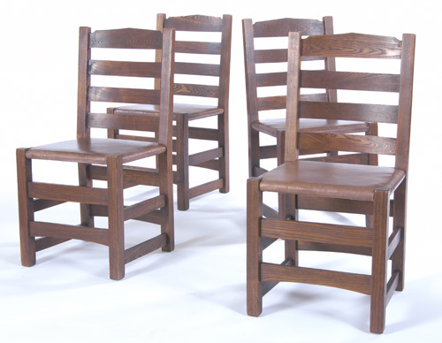 Appraisal: GUSTAV STICKLEY Set of four rare and early chestnut dining