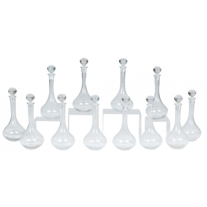 Appraisal: Set of Twelve Glass Bottle Form Decanters with Ball Stoppers