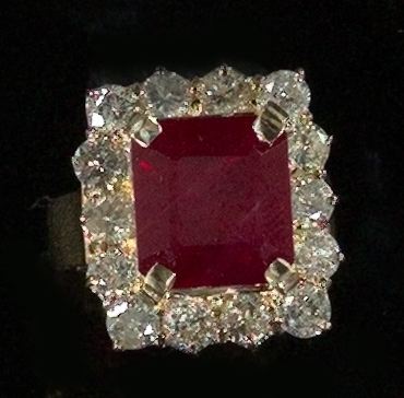 Appraisal: Fourteen-Karat Yellow Gold Ruby and Diamond Lady's Dinner Ring composed