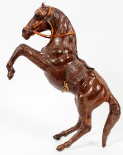 Appraisal: SAUDI ARABIAN LEATHER CLAD WOOD HORSE W SADDLE SAUDI ARABIAN