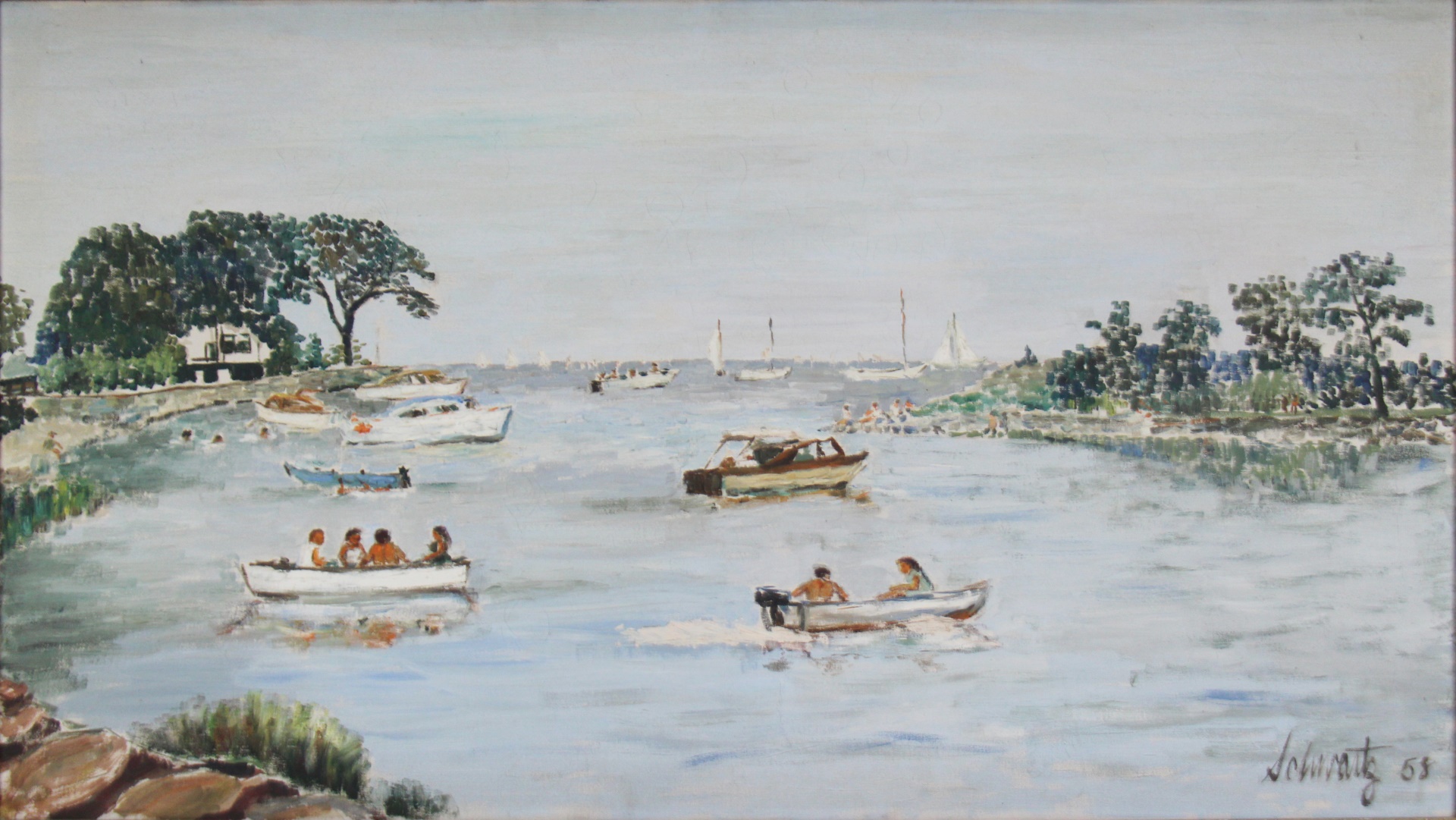 Appraisal: RALPH SCHWARTZ AMERICAN TH C Oil on canvas Glen Island