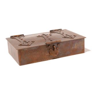 Appraisal: Dirk Van Erp Hammered Copper Box with Strapwork Dirk Van