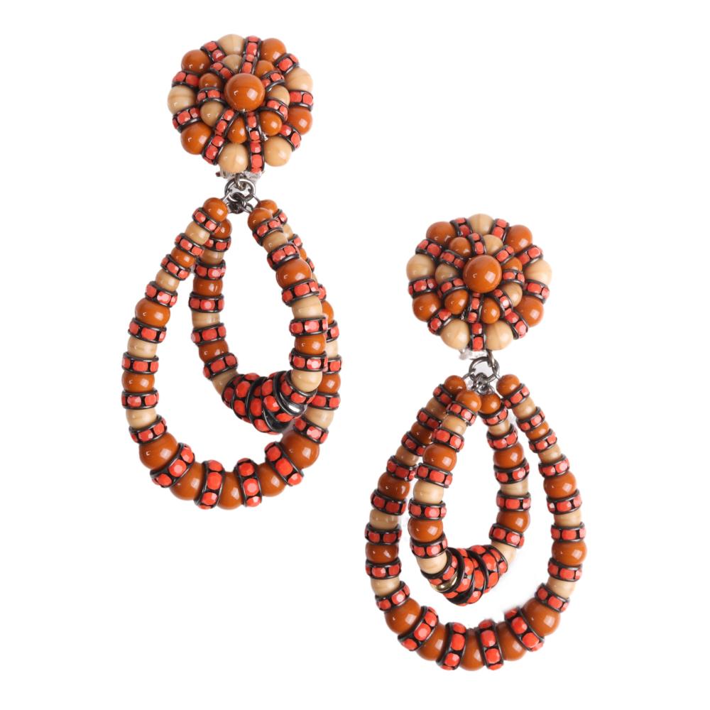 Appraisal: Francoise Montague Paris amber and orange glass bead and jewel