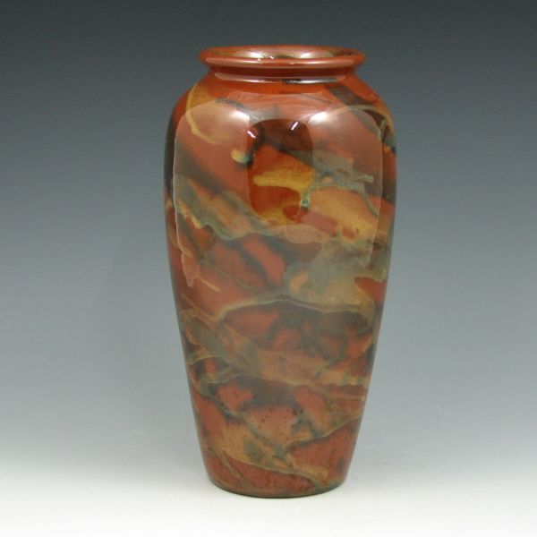 Appraisal: Peters Reed Marbelized vase in brown black and yellow Unmarked