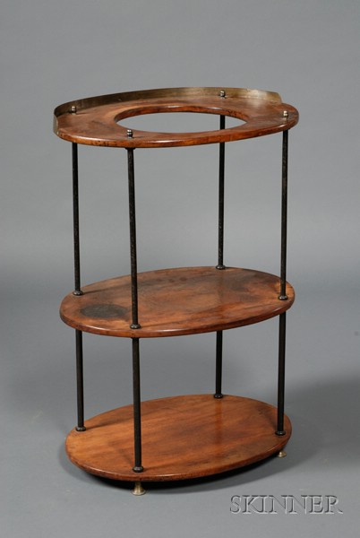 Appraisal: British Colonial Brass-mounted Three-tier Camphorwood Campaign Washstand th century with