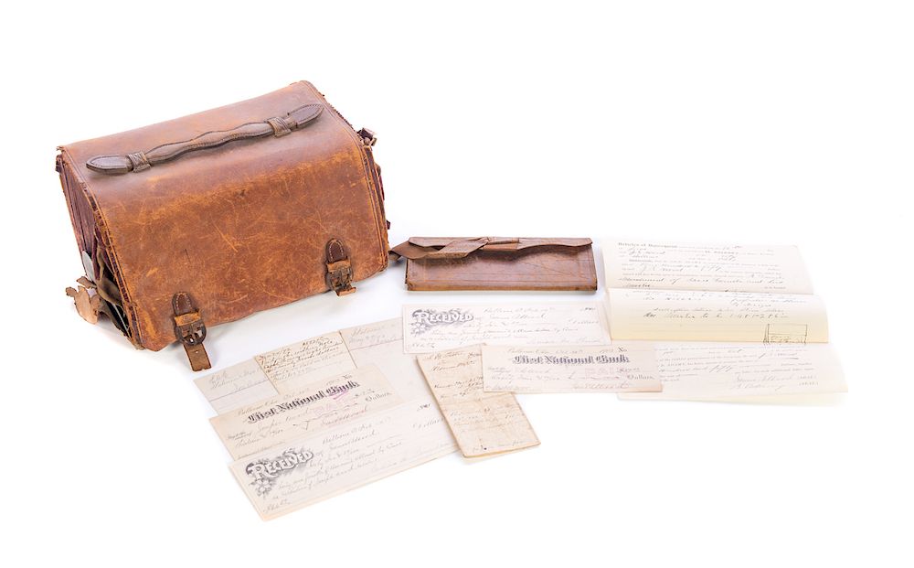 Appraisal: Leather Document Holder with Early Documents Good condition with normal