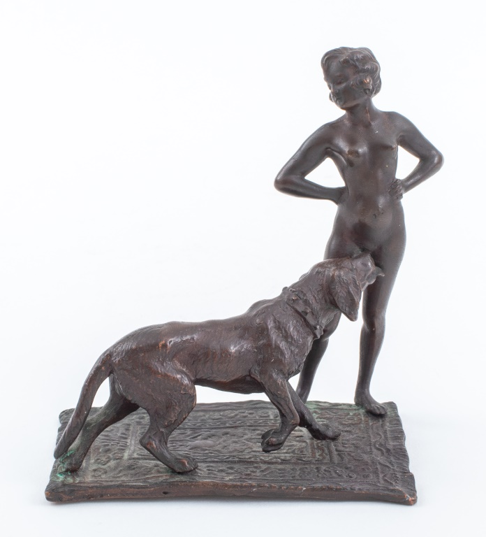 Appraisal: ART NOUVEAU BRONZE NUDE DOG EROTIC SCULPTURE Art Nouveau Jugendstil