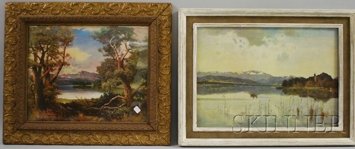 Appraisal: Two Framed Mountain Landscape Mechanical Prints