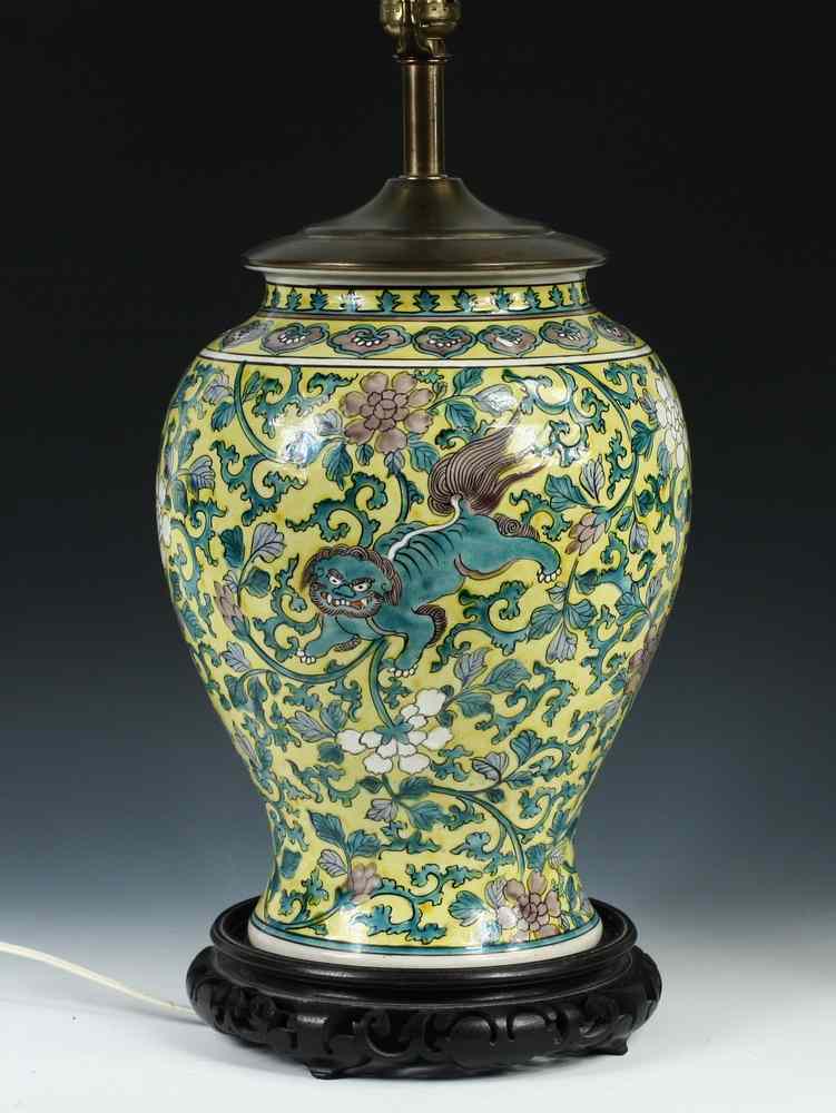 Appraisal: CHINESE GINGER JAR LAMP - th c Chinese Ginger Jar