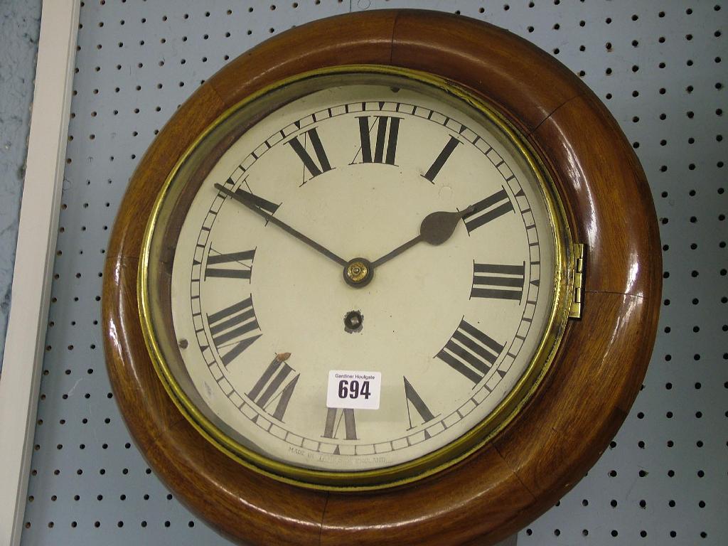 Appraisal: Mahogany single fusee wall dial inscribed Made in Tameside England