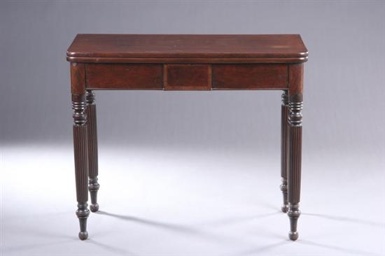 Appraisal: AMERICAN FEDERAL MAHOGANY FLIP-TOP CARD TABLE early th century Rounded-corner