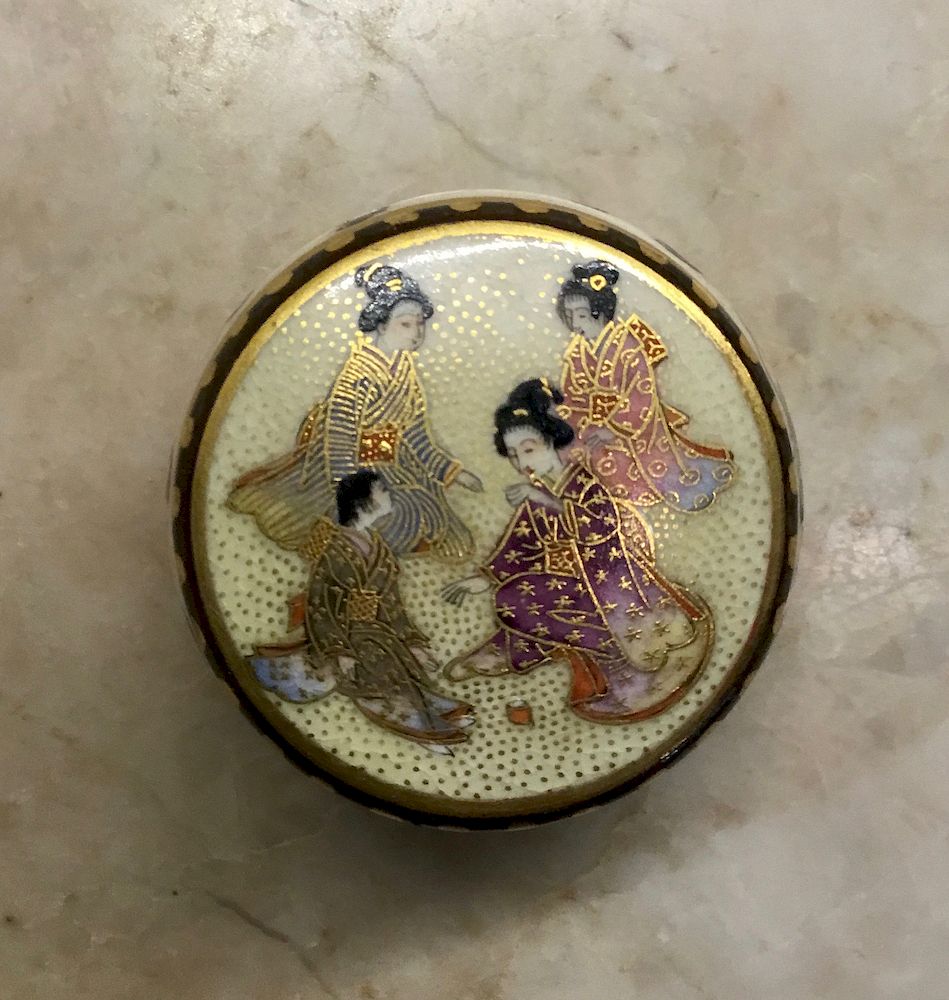 Appraisal: Miniature Satsuma Cosmetic Box Meiji Period Miniature Satsuma cosmetic box