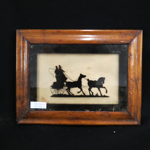 Appraisal: Silhouette of Horse Buggy period birdseye frame civil war era