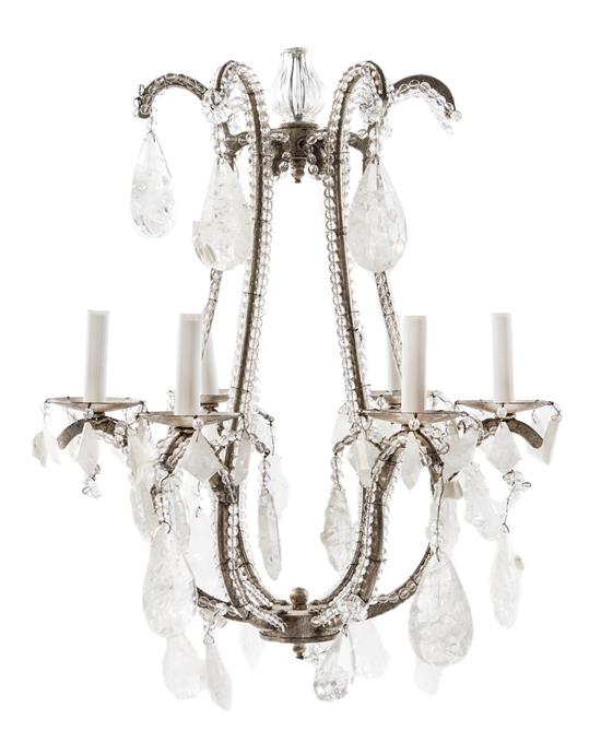 Appraisal: Sale Lot A Silvered Wood and Rock Crystal Six-Light Chandelier