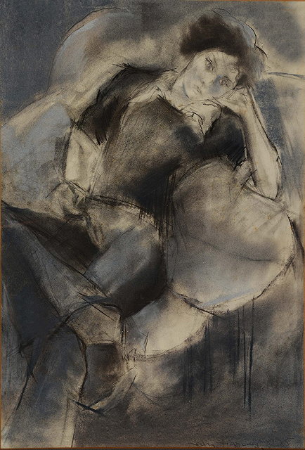 Appraisal: JEAN HARVEYStudy of a girl signed and dated charcoal and