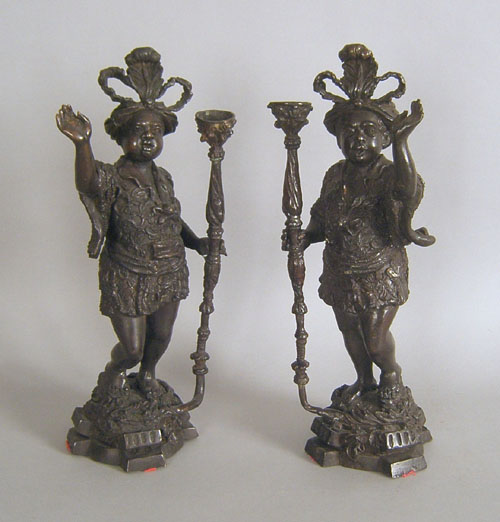 Appraisal: Pair of Japanese cast metal figures h