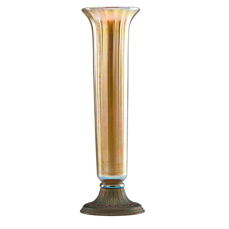 Appraisal: TIFFANY FURNACES Tall Favrile glass vase Condition Report Some oxidation