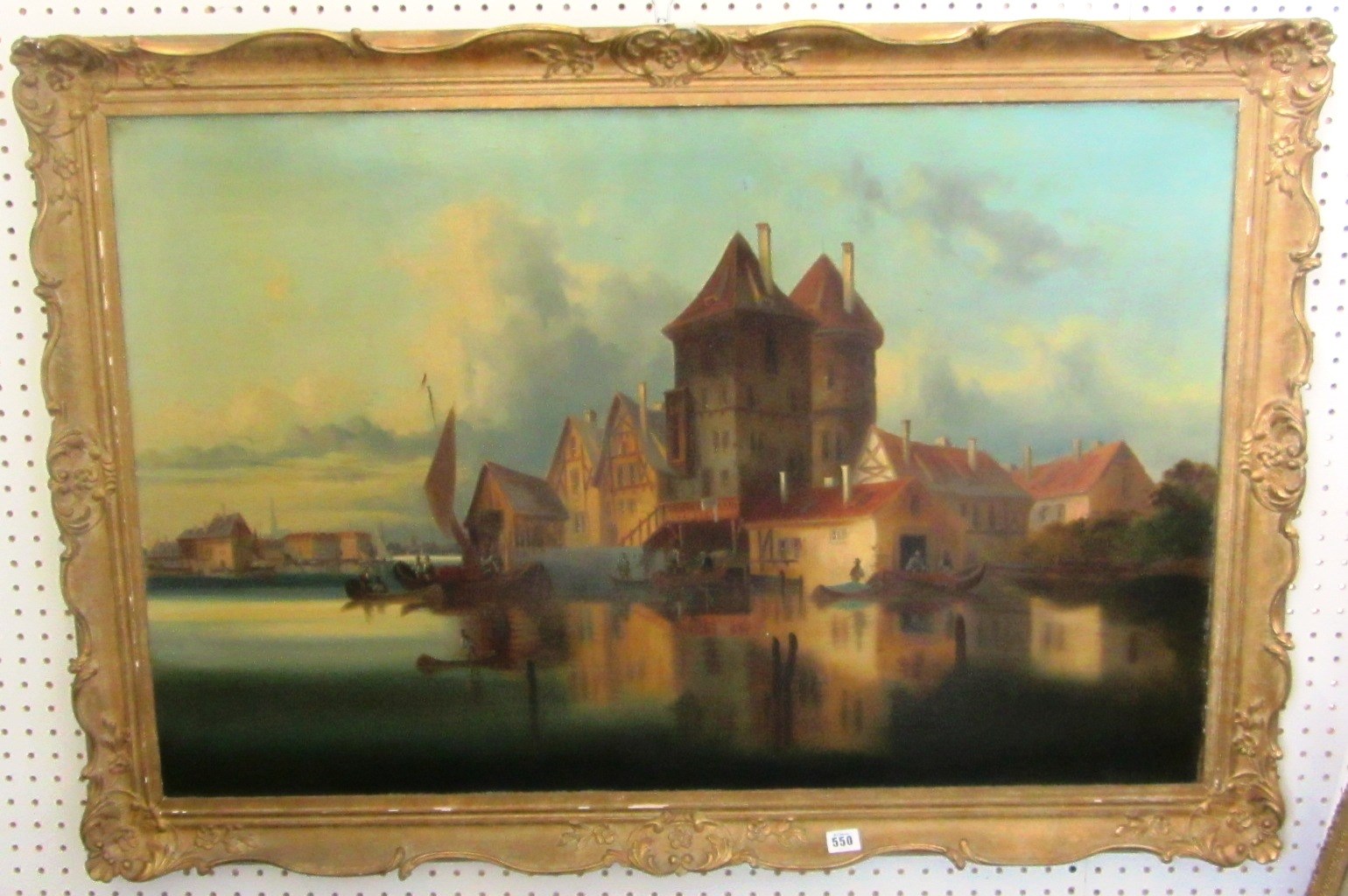 Appraisal: C Gessnitzer th century Riverside town oil on canvas signed