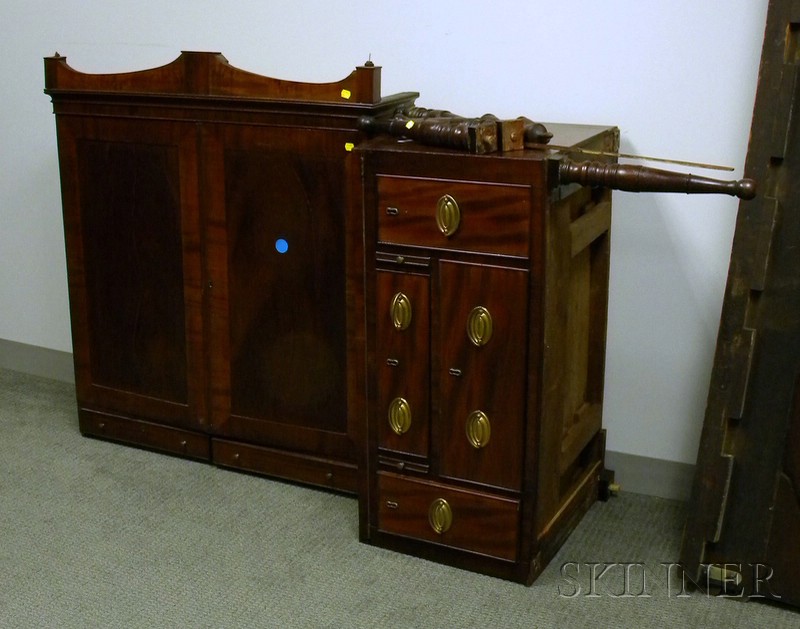 Appraisal: Classical Mahogany and Mahogany Veneer Writing Desk Bookcase damage