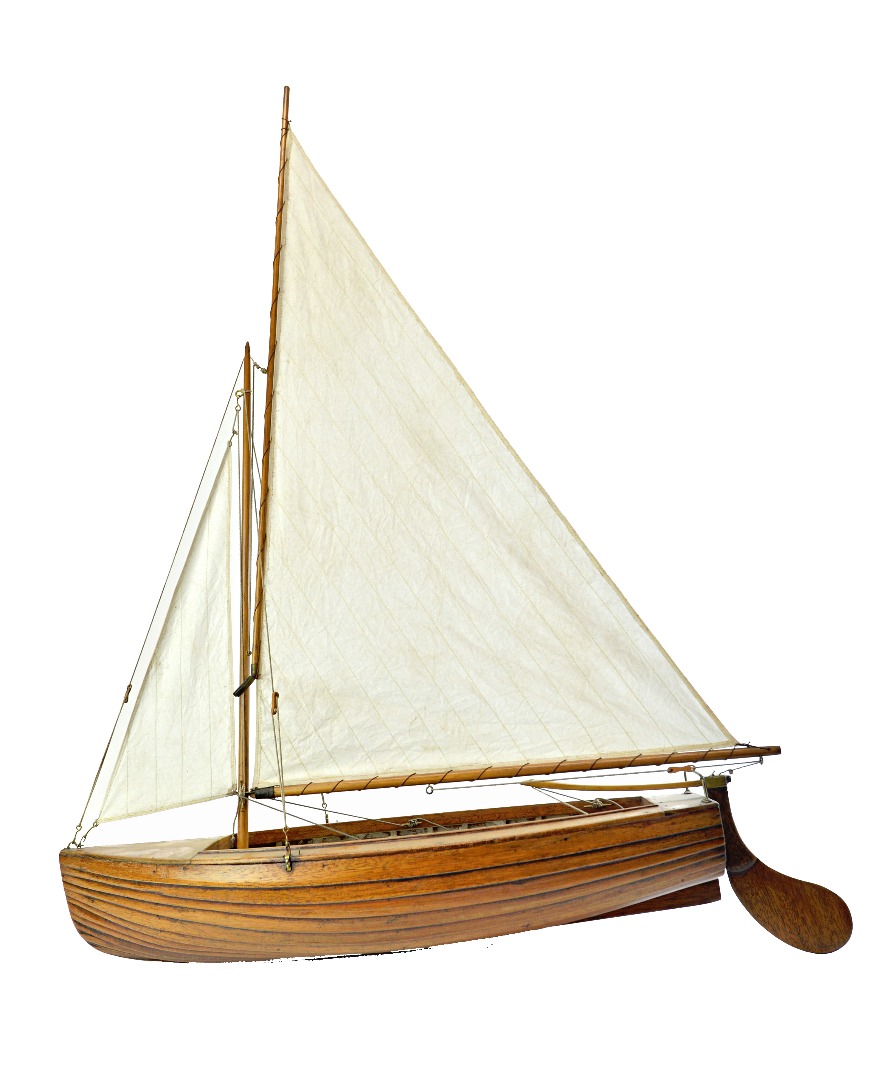 Appraisal: A commercial pond model of a small dinghy on a