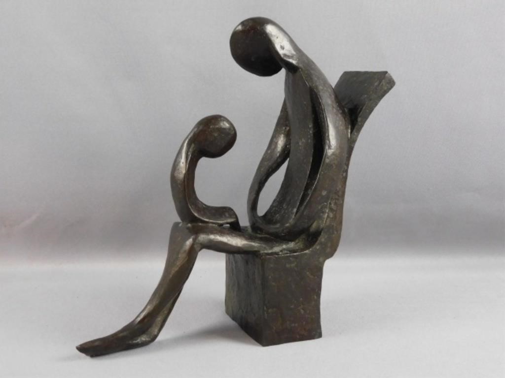 Appraisal: ROBERT HESS - NEW YORK OREGON PARENTand child bronze sculpture