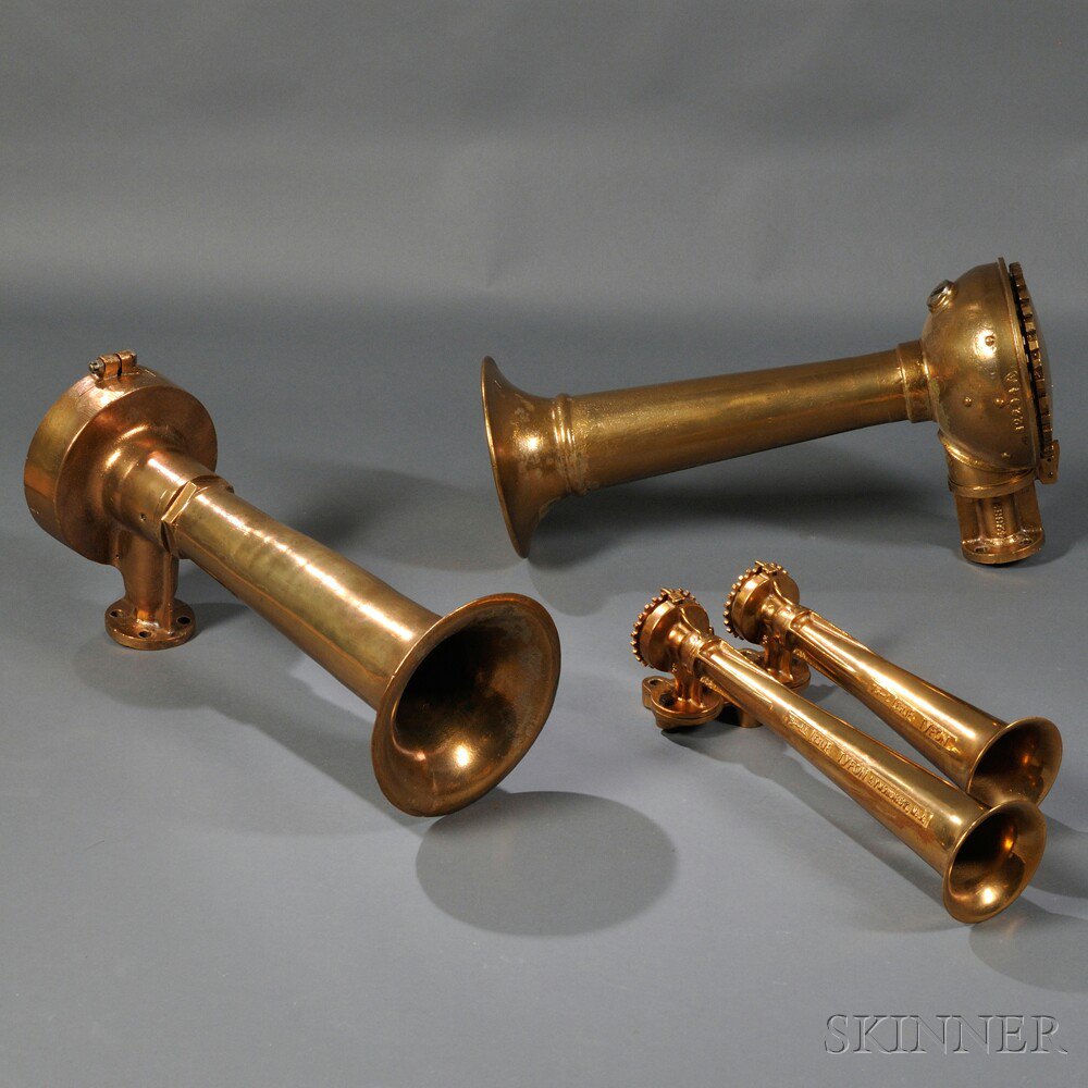 Appraisal: Brass Hydraulic Ship's Air Horns Leslie Tyfon Lyndhurst New Jersey