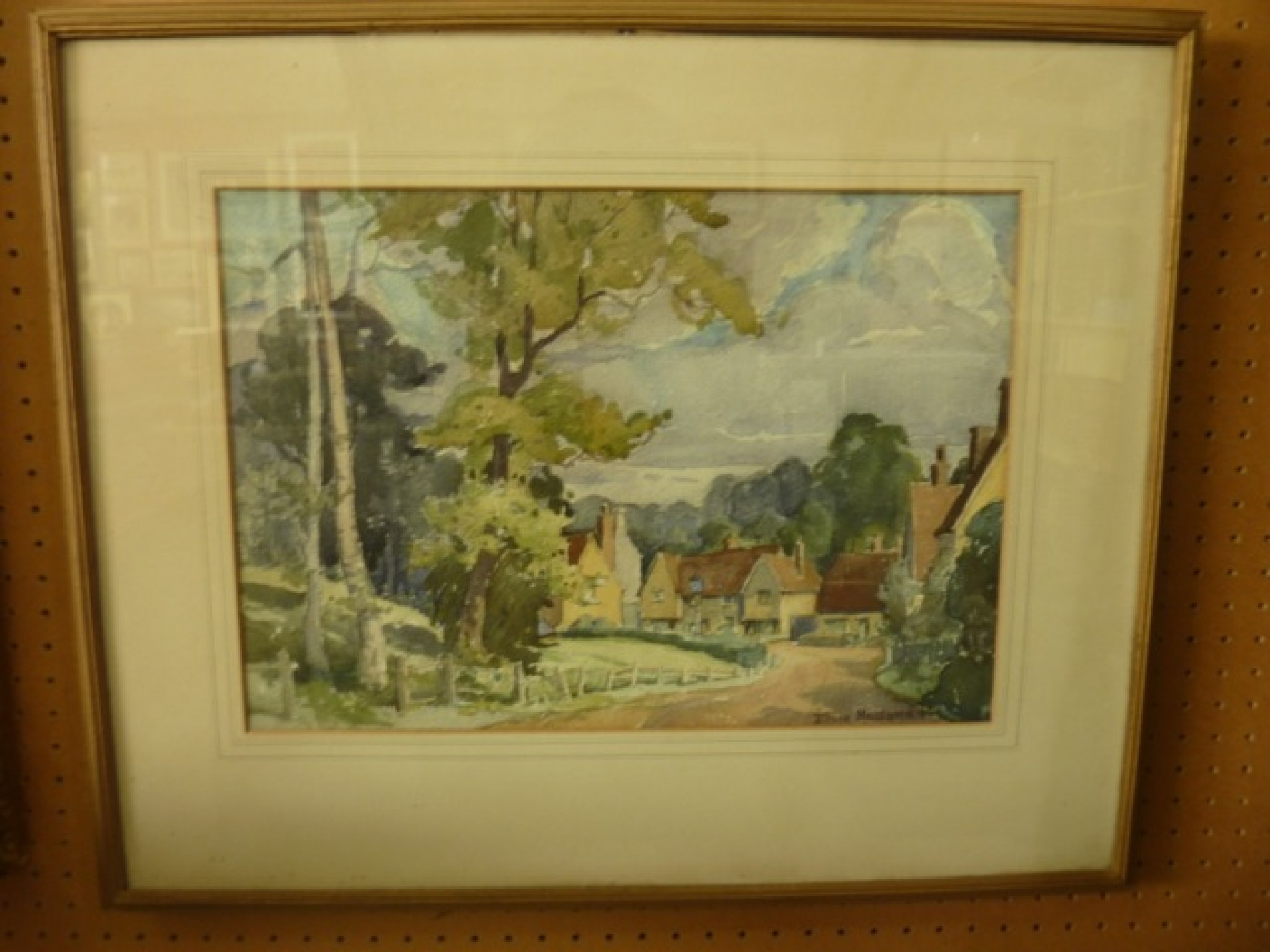 Appraisal: A th century watercolour of a village street scene signed