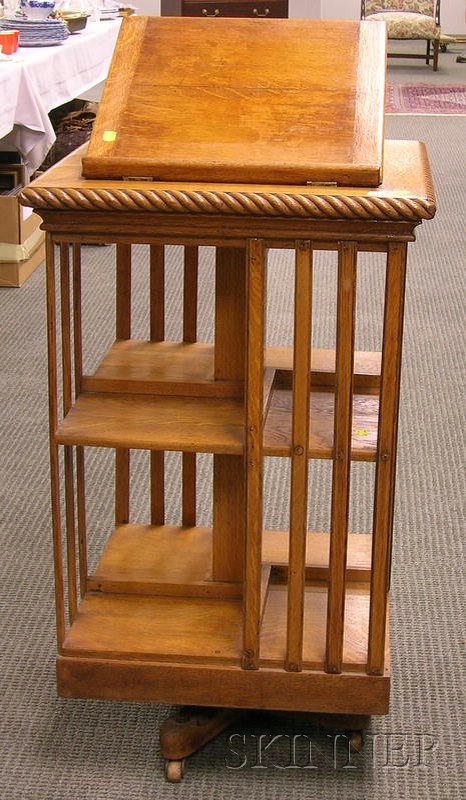 Appraisal: Late Victorian Oak Revolving Bookcase ht wd in Refinished some