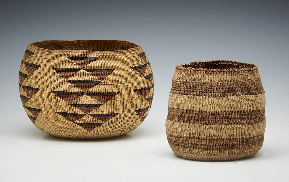 Appraisal: Hupa Native American baskets Hupa Native American baskets finely woven