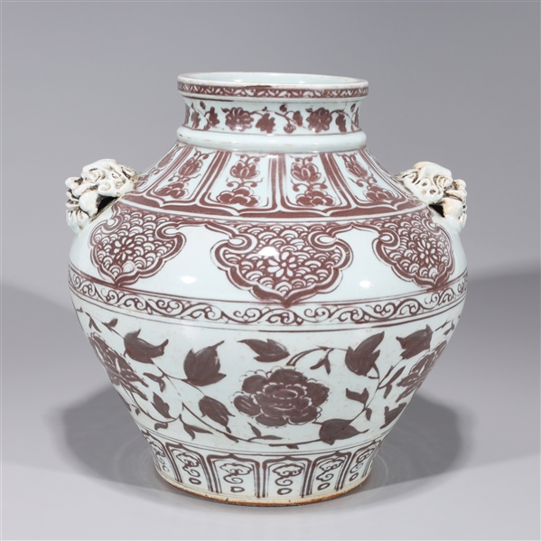 Appraisal: Large Chinese Yuan style underglazed red and white porcelain jar