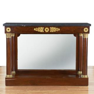 Appraisal: Empire mahogany marble top pier table Empire mahogany marble top