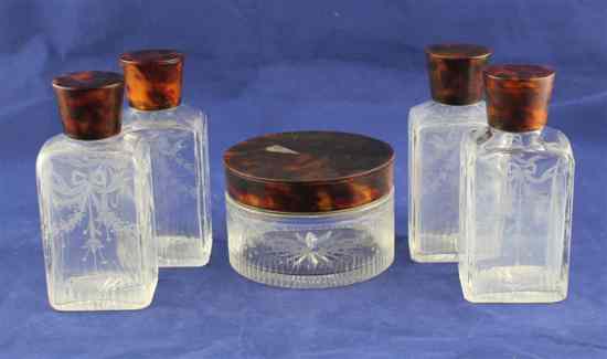 Appraisal: An early th century continental five piece silver and tortoiseshell