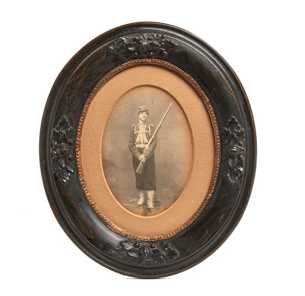 Appraisal: Oval Framed Albumen Photograph of U S Zouave Oval framed