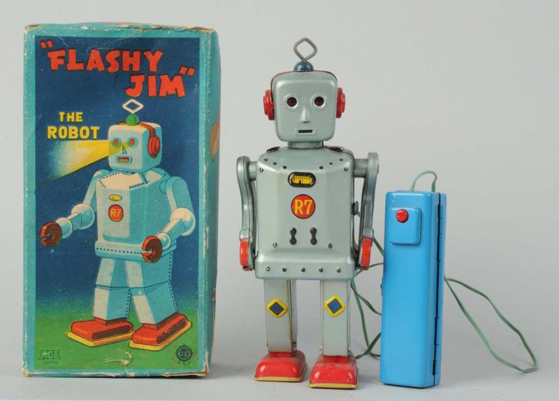 Appraisal: Japanese Tin Litho Flashy Jim Robot O B Battery -