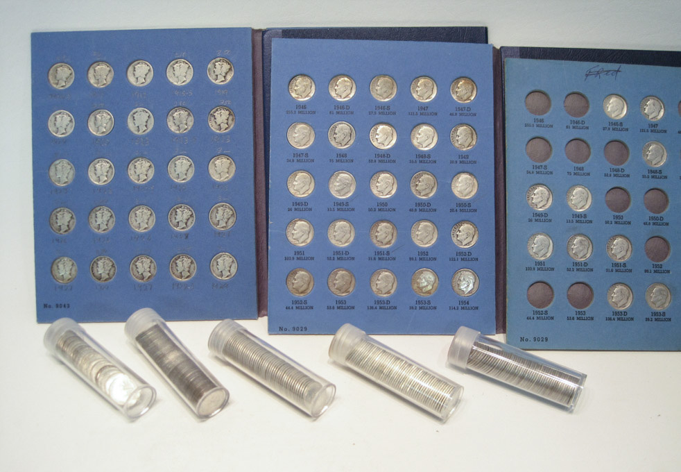 Appraisal: U S SILVER DIME COLLECTION all fine silver in two