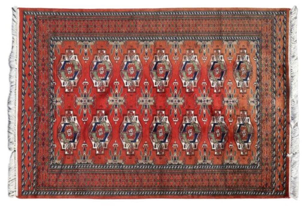 Appraisal: Hand-tied Pakistani Bokhara rug approx ' l ' w