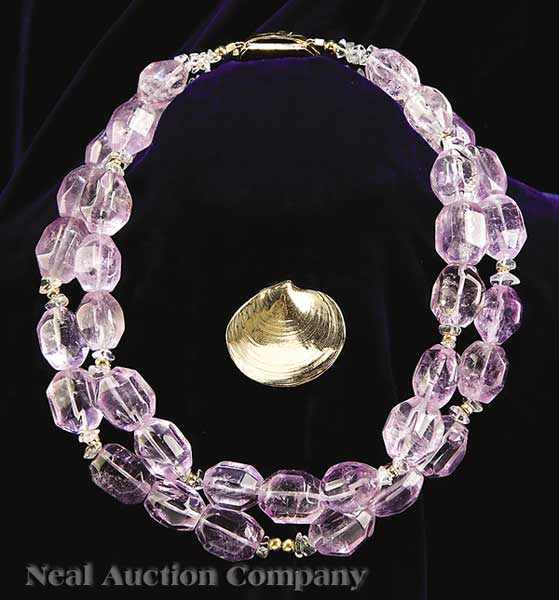 Appraisal: A Double Strand Necklace of Faceted Pale Amethysts kt Yellow