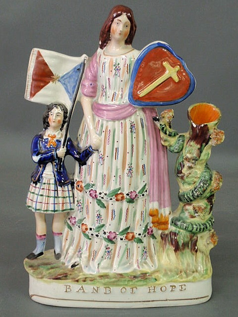 Appraisal: Staffordshire figural group spill vase Band of Hope h x