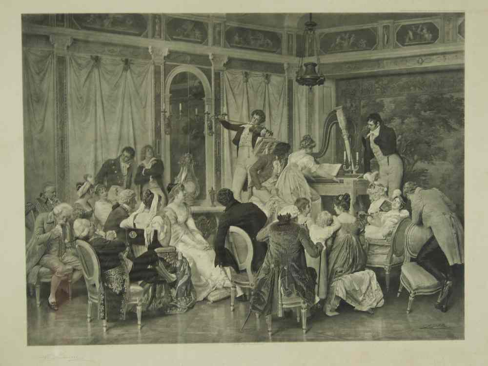 Appraisal: STEEL ENGRAVING - German th c salon scene by C