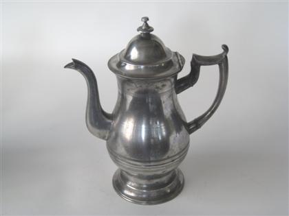 Appraisal: Large pear-form pewter coffeepot roswell gleason dorchester massachusetts - Incised