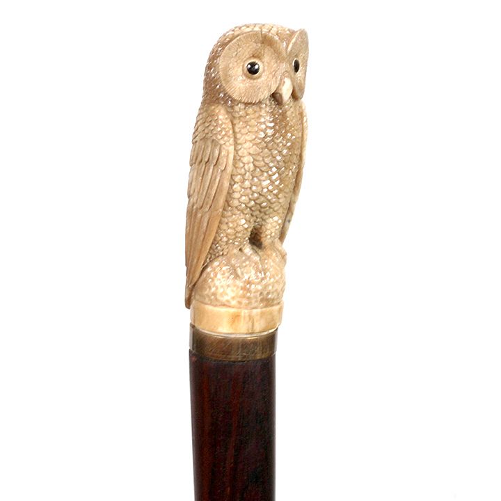 Appraisal: Stag Owl Cane Ca early th century- A full figure