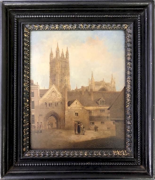 Appraisal: Oil on Panel of Gloucester Cathedral Oil on panel of