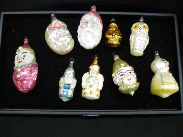 Appraisal: Victorian Blown Glass Christmas Ornaments includes fairy owl santas clowns