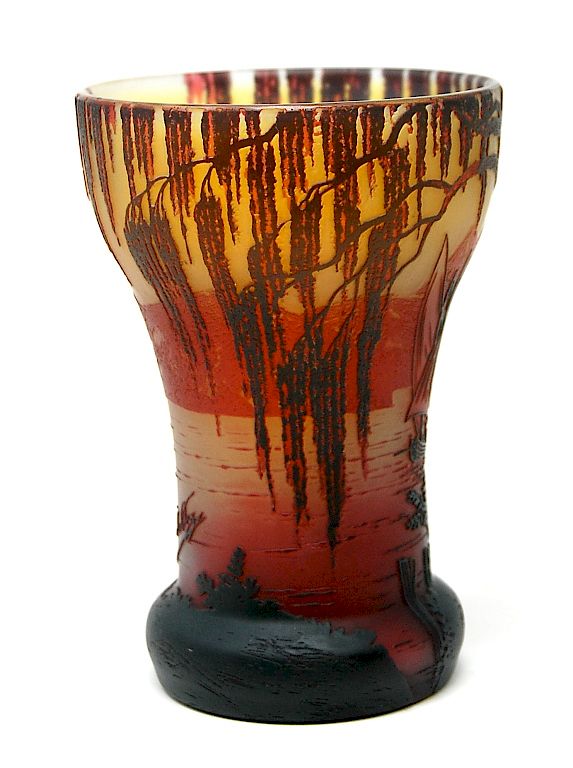 Appraisal: Devez Cameo Art Glass Vase Devez Signed Cameo Art Glass