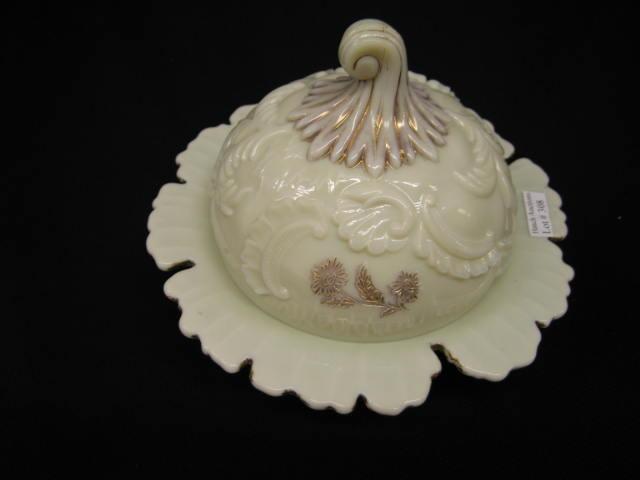 Appraisal: Northwood Victorian Custard Glass Butterdish footed tall