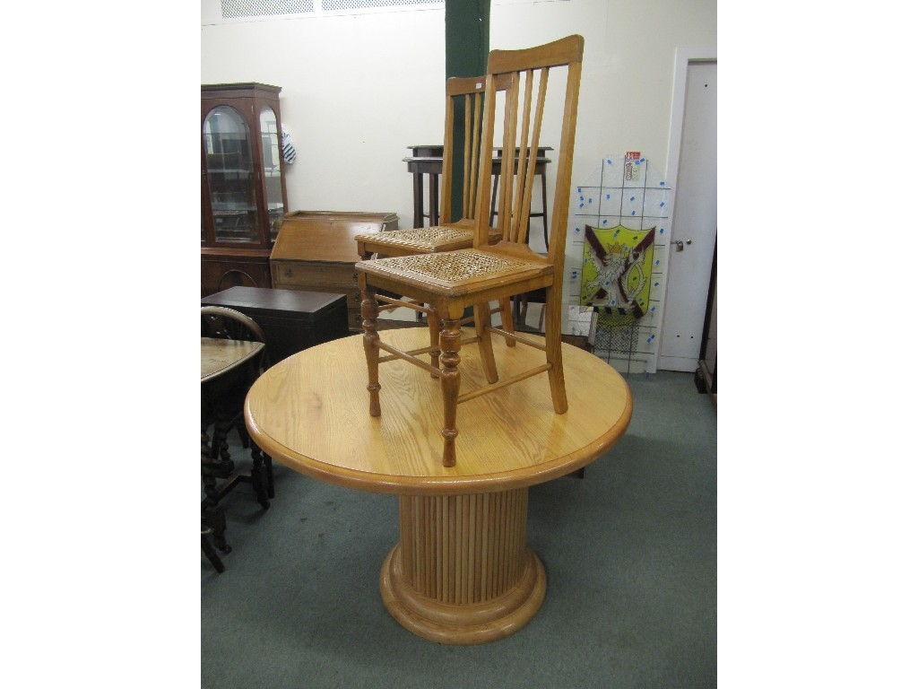 Appraisal: Modern ash effect circular kitchen table on a pedestal base