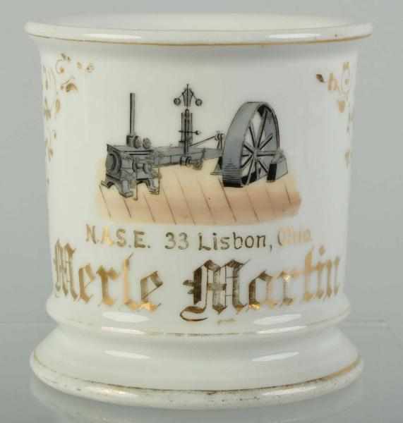 Appraisal: Stationary Machine Shaving Mug Description Gilt name Merle Martin Address