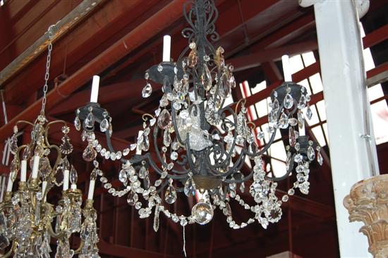 Appraisal: IRON CHANDELIER WITH DROP PRISMS