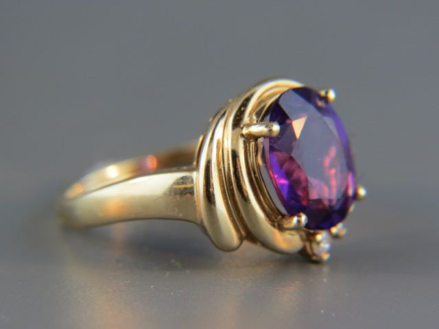 Appraisal: Amethyst Diamond Ring rich oval gem weighing carats with five