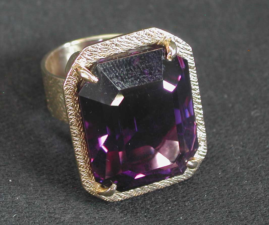 Appraisal: American Fourteen-Karat Yellow Gold and Amethyst Lady's Cocktail Ring ca